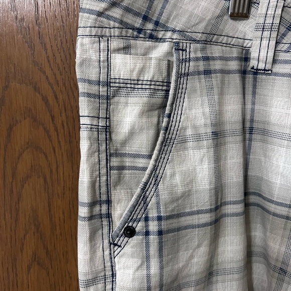 Nick Danger Men's White Plaid Cargo Shorts with Blue Accents - Picture 4 of 6